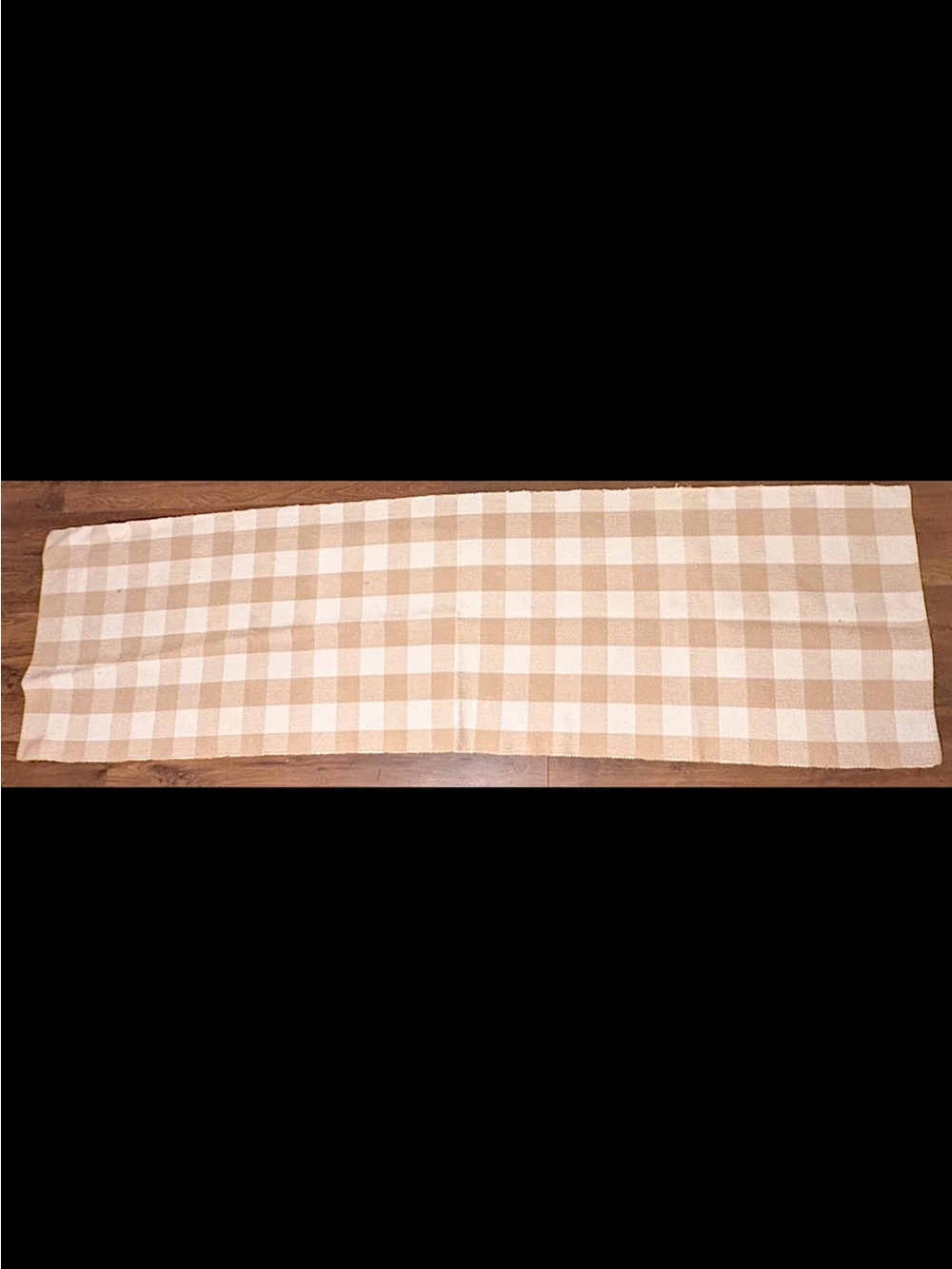 29”x96” Beige and White Gingham Runner Rug